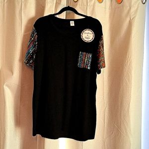 Sunshine  and Rodeos shirt..with sequin pocket and sleeves- medium. Stretchy-